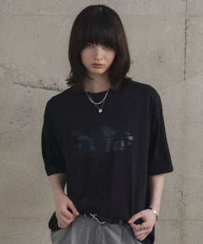 アブストラクトグラフィック箔プリント 半袖Tシャツ