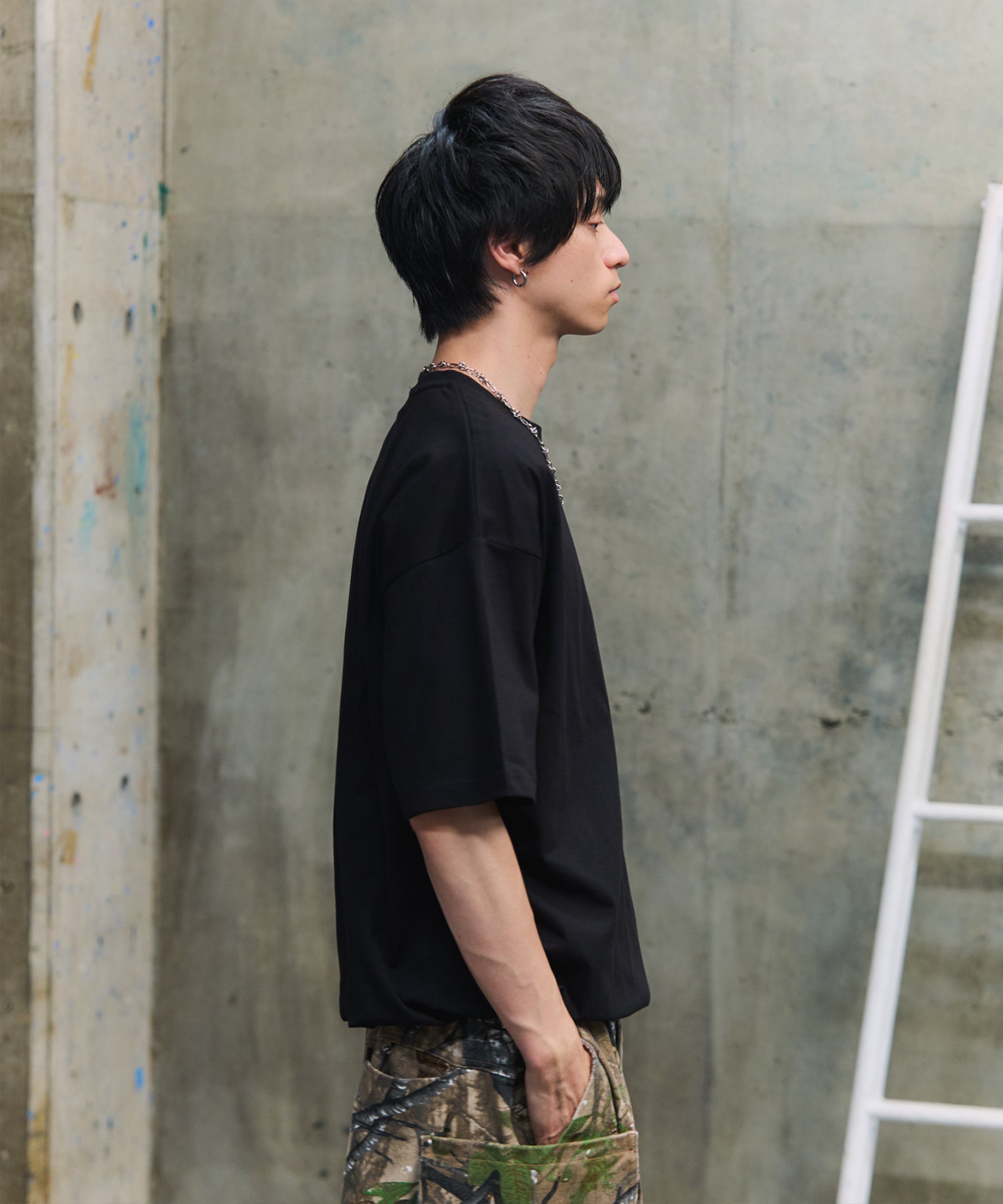 プレーティング 裾ドローコード 半袖Tシャツ