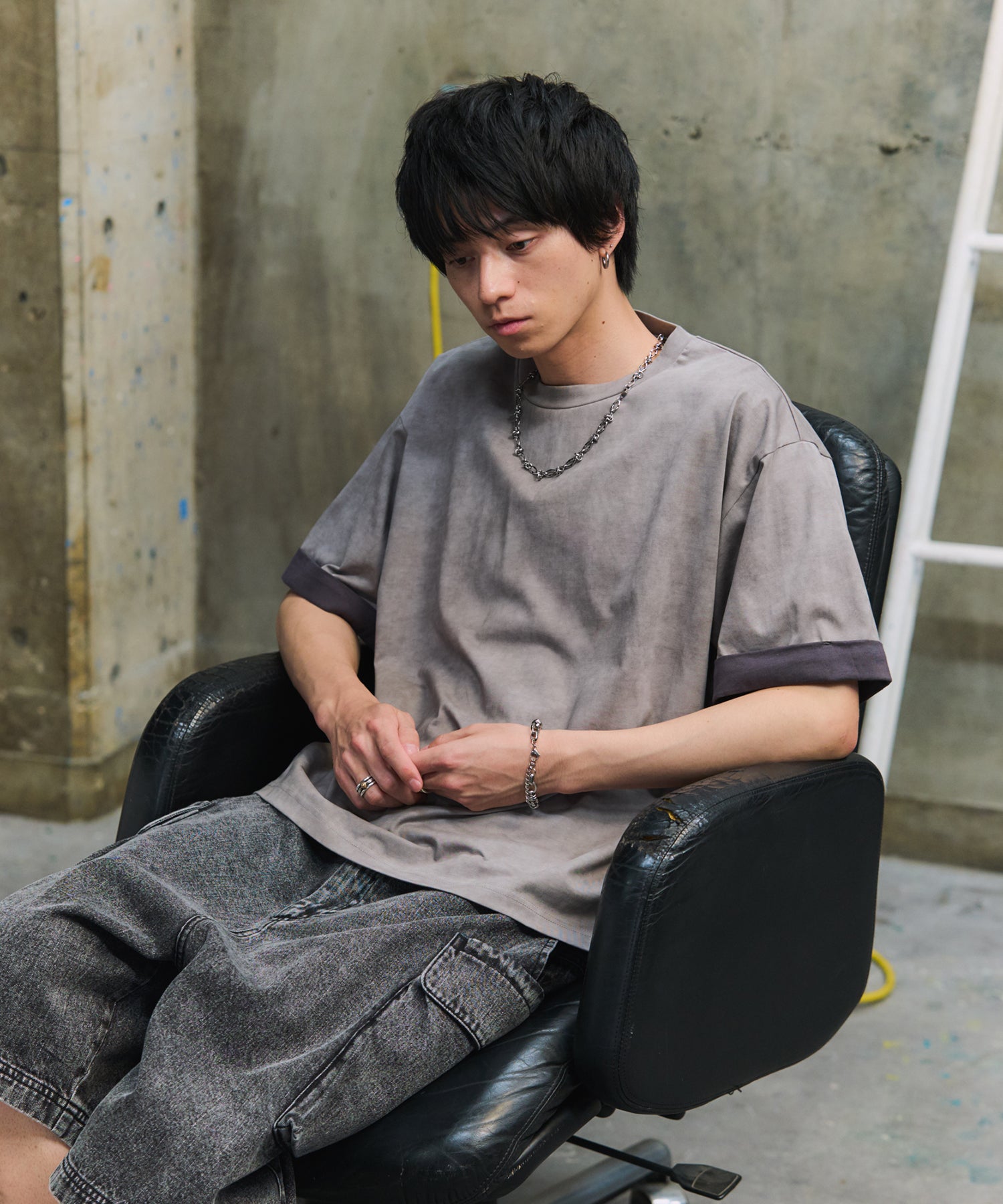 SLEEVE LAYERED LOOSE T-SHIRT / レイヤード ルーズTシャツ