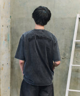 ハードウォッシュ加工 ワンポイント刺繍  ボックスシルエット 半袖Tシャツ