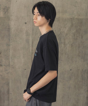 ヒゲオジサンA ワンポイント刺繍ロゴ ビッグシルエット半袖Tシャツ