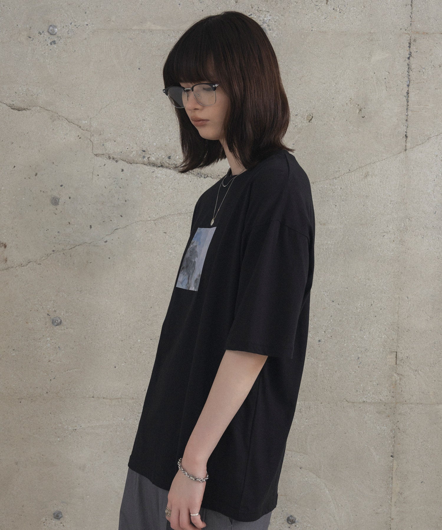 アブストラクト絵画 フロントプリント 半袖Tシャツ