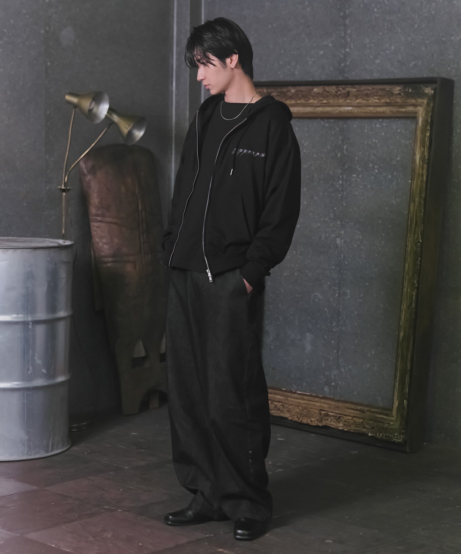 "Confirm" Logo Embroidery FullZIP Hoodie / "Confirm"刺繍フルジップパーカー