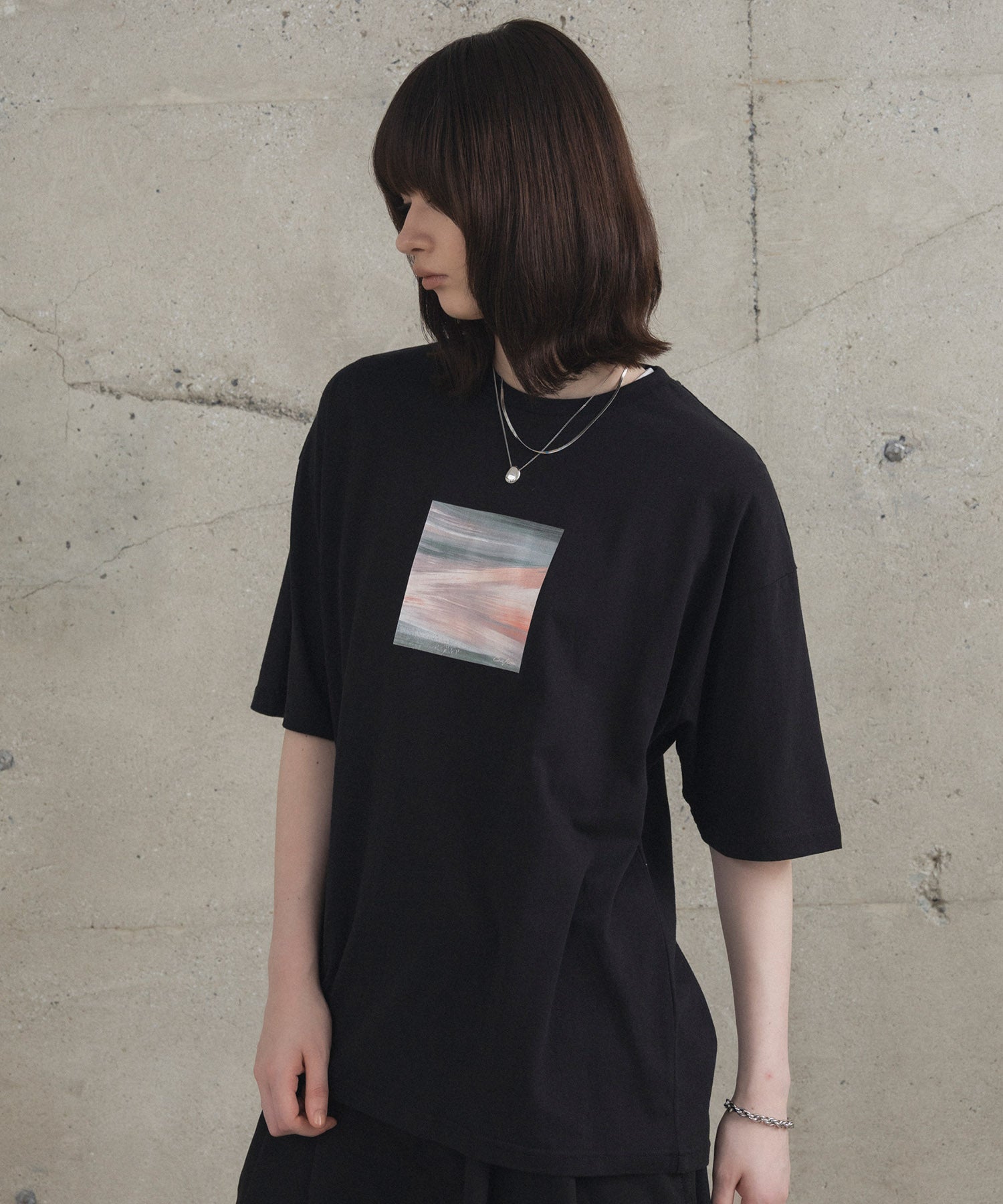 アブストラクト絵画 フロントプリント 半袖Tシャツ