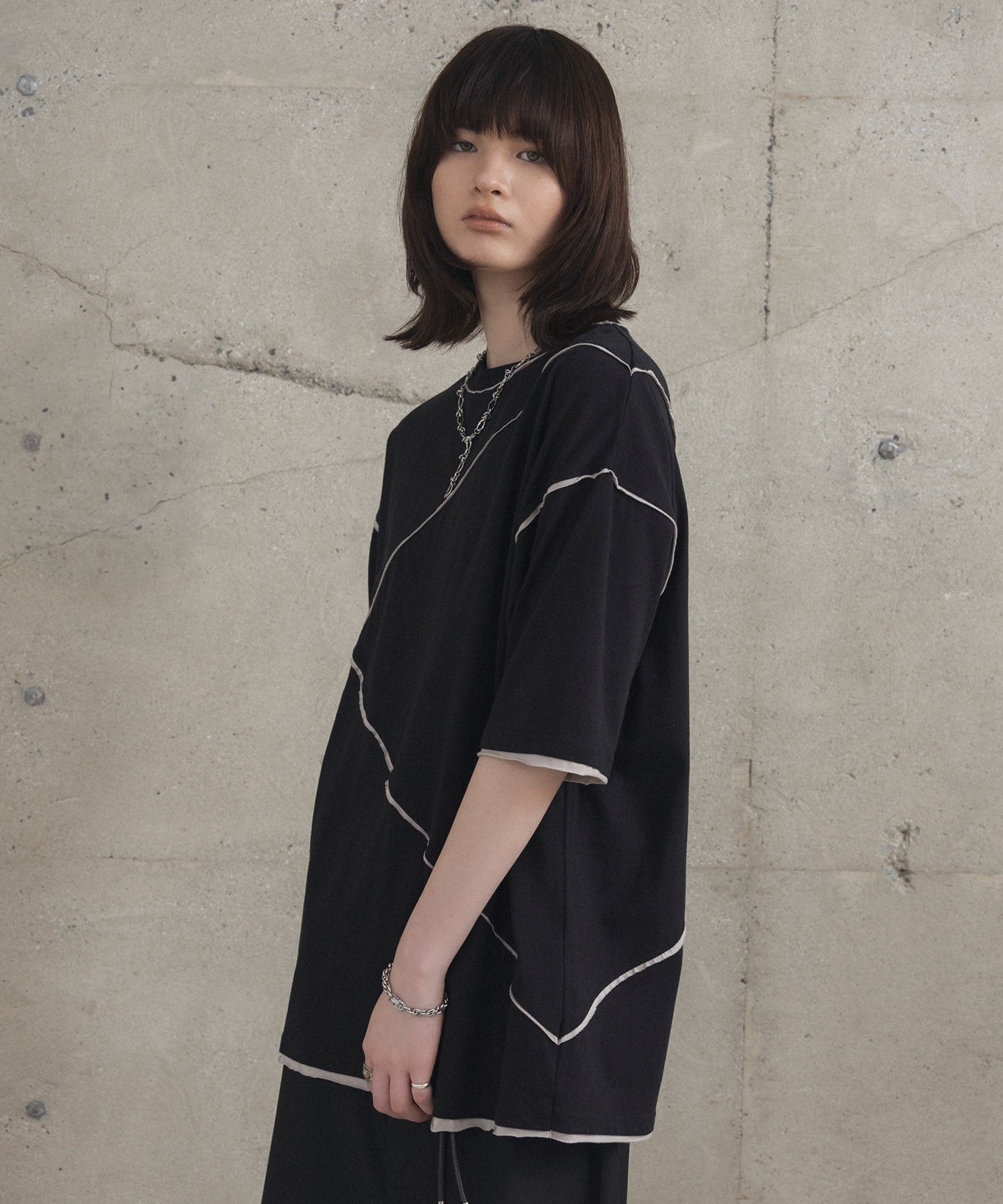 カットオフ switching Tee 切替半袖Tシャツ
