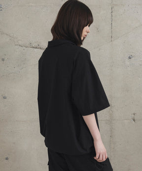 ビックシルエット ポリメッシュ ドロスト スキッパーシャツ
