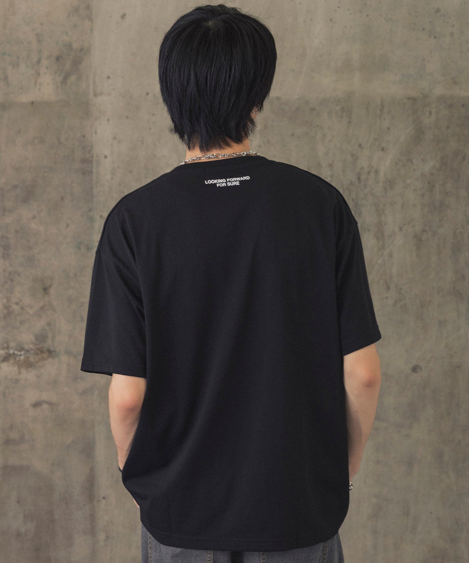ヒゲオジサンA ワンポイント刺繍ロゴ ビッグシルエット半袖Tシャツ
