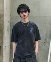 ハードウォッシュ加工 バックプリント ボックスシルエット 半袖Tシャツ