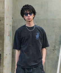 ハードウォッシュ加工 バックプリント ボックスシルエット 半袖Tシャツ