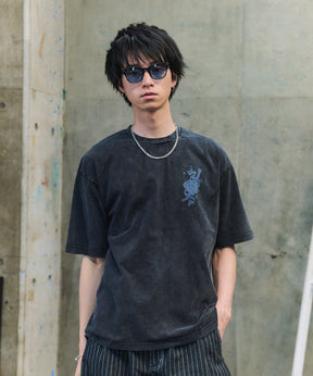 ハードウォッシュ加工 バックプリント ボックスシルエット 半袖Tシャツ