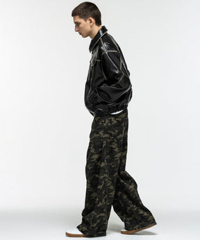 VINTAGE-LIKE FAUX LEATHER BLOUSON / ヴィンテージライクフェイクレザーブルゾン