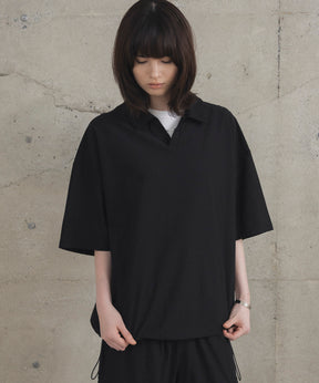 ビックシルエット ポリメッシュ ドロスト スキッパーシャツ