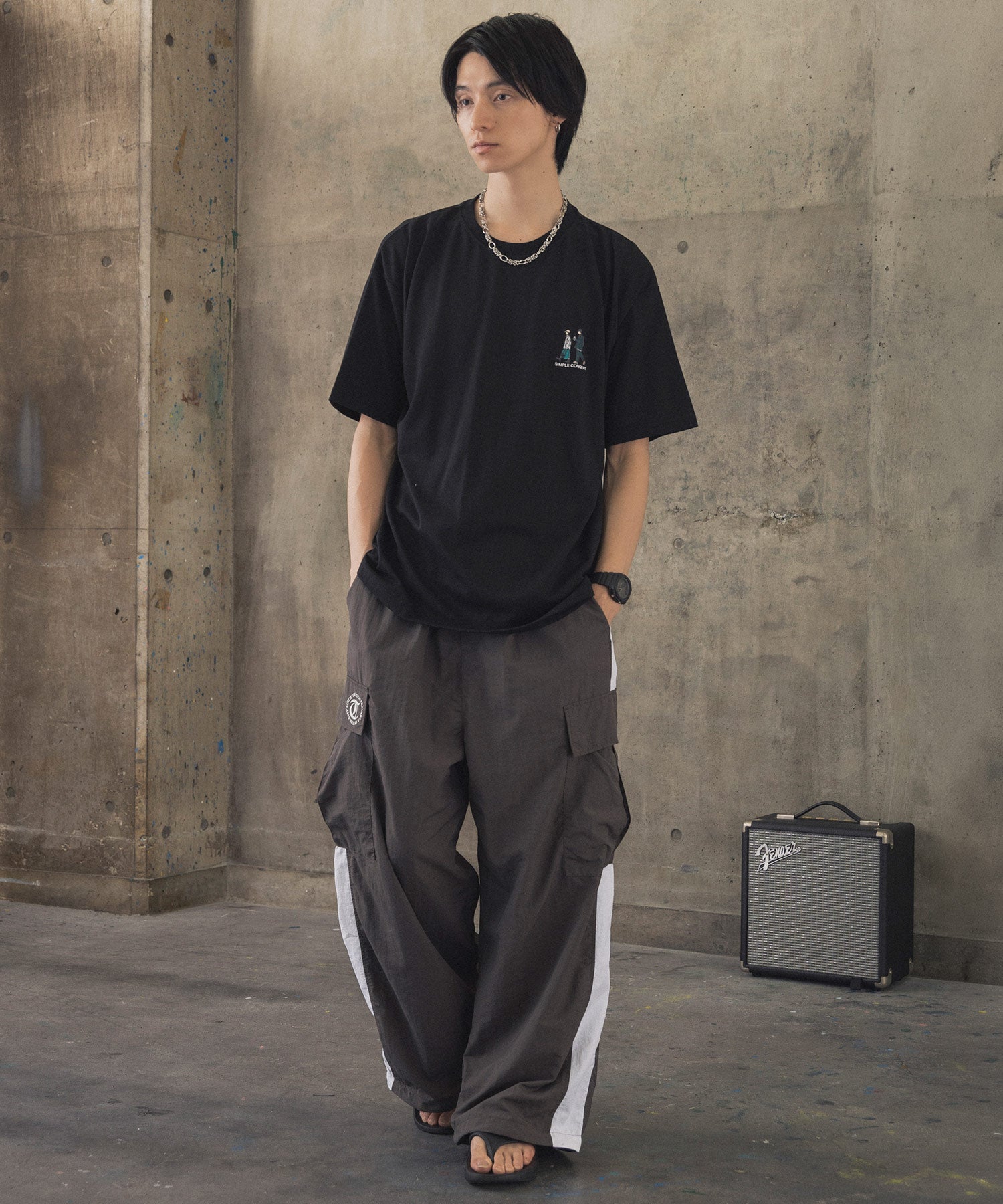 ウォーキングA ワンポイント刺繍ロゴ ビッグシルエット半袖Tシャツ