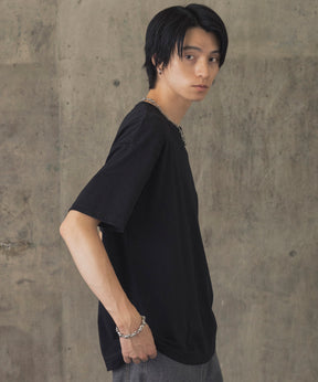 ヒゲオジサンA ワンポイント刺繍ロゴ ビッグシルエット半袖Tシャツ