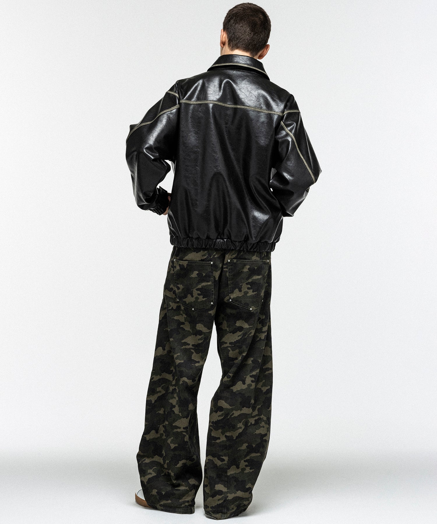 VINTAGE-LIKE FAUX LEATHER BLOUSON / ヴィンテージライクフェイクレザーブルゾン