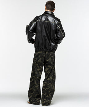 VINTAGE-LIKE FAUX LEATHER BLOUSON / ヴィンテージライクフェイクレザーブルゾン