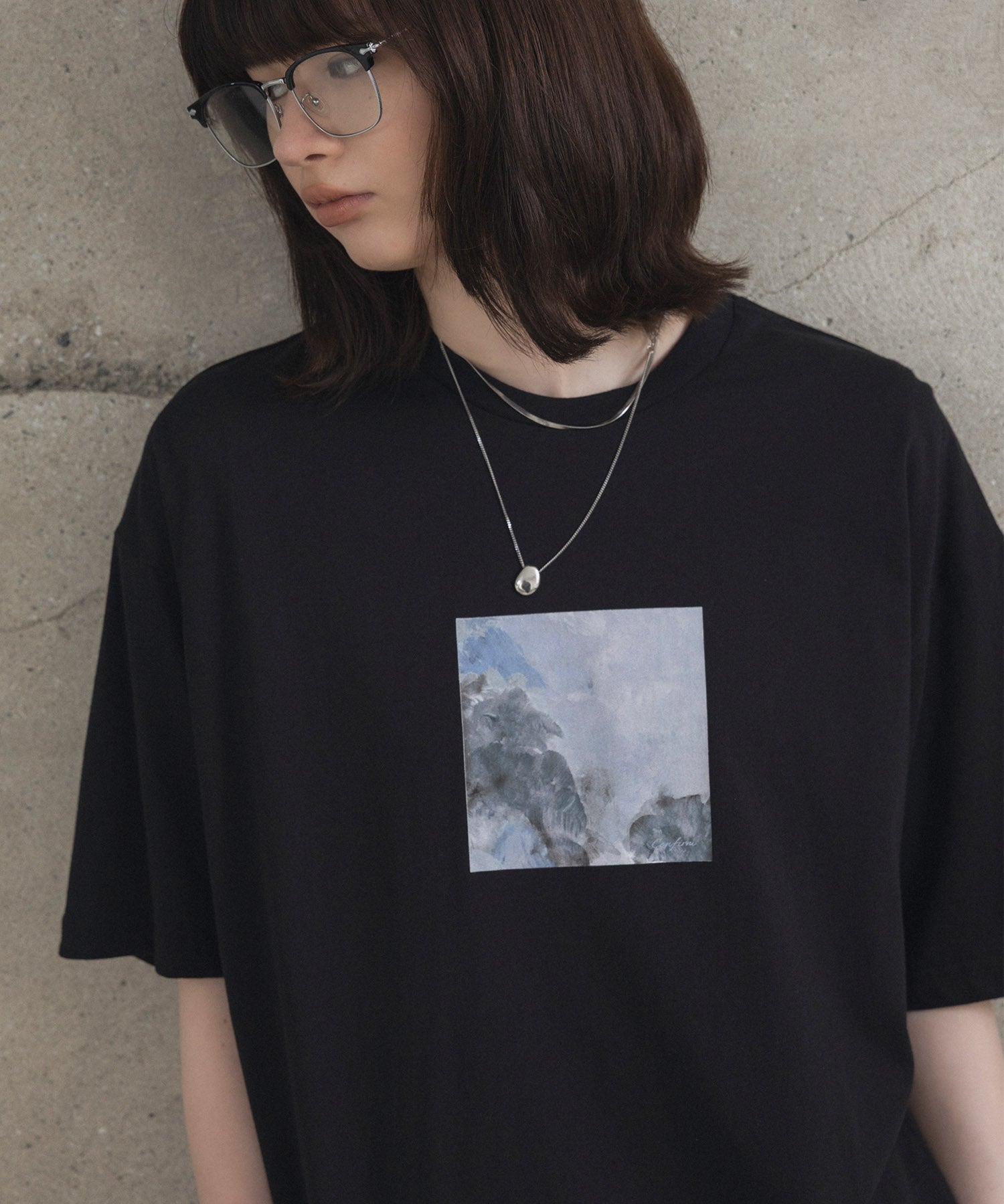 アブストラクト絵画 フロントプリント 半袖Tシャツ