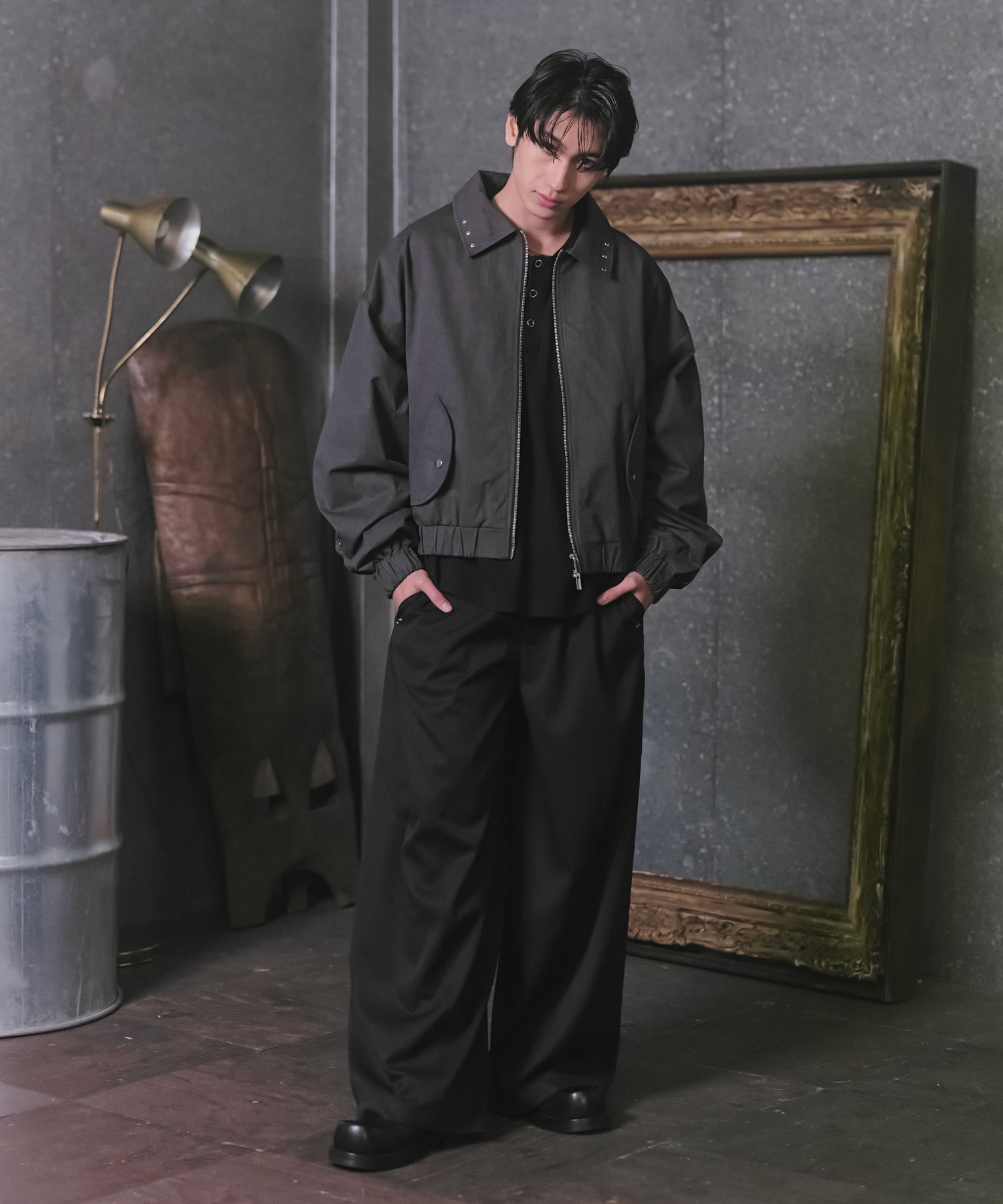 Peach Brushed Studded Blouson / ピーチ起毛スタッズブルゾン