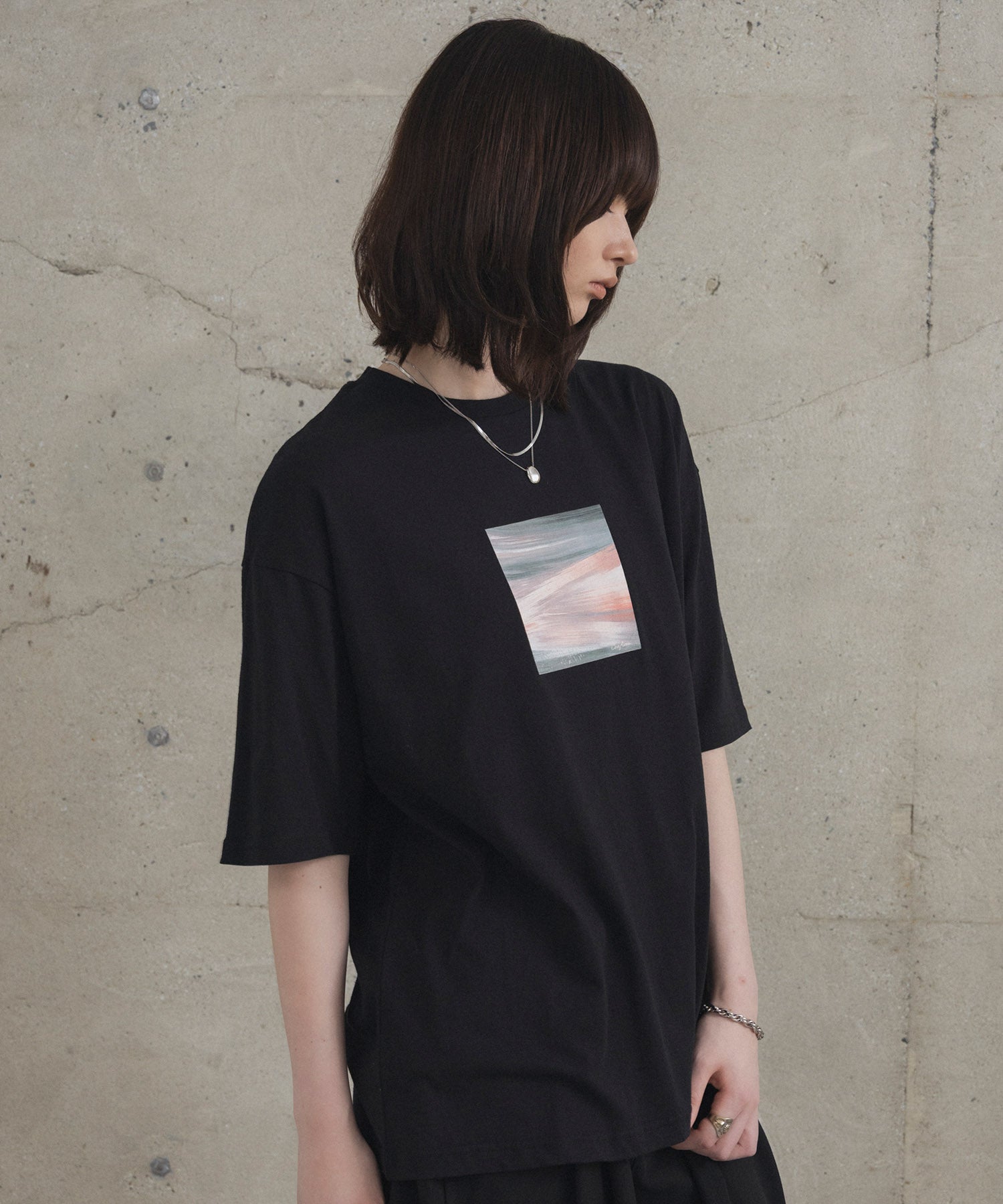 アブストラクト絵画 フロントプリント 半袖Tシャツ