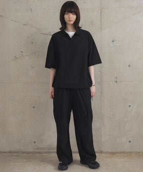ビックシルエット ポリメッシュ ドロスト スキッパーシャツ
