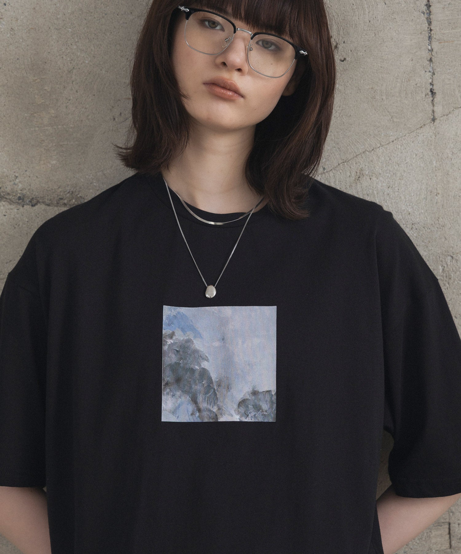 アブストラクト絵画 フロントプリント 半袖Tシャツ