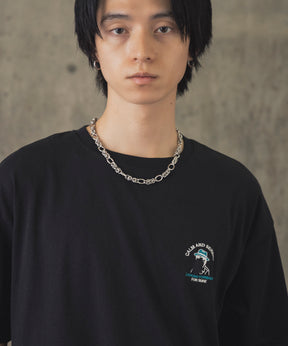 ヒゲオジサンA ワンポイント刺繍ロゴ ビッグシルエット半袖Tシャツ