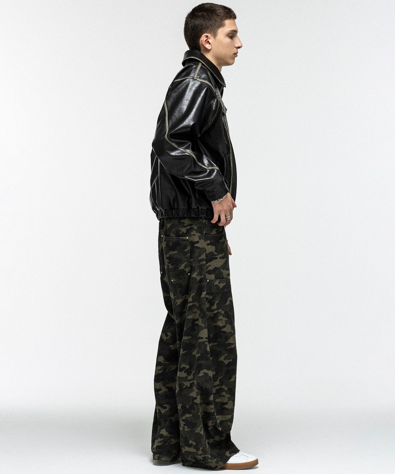 VINTAGE-LIKE FAUX LEATHER BLOUSON / ヴィンテージライクフェイクレザーブルゾン