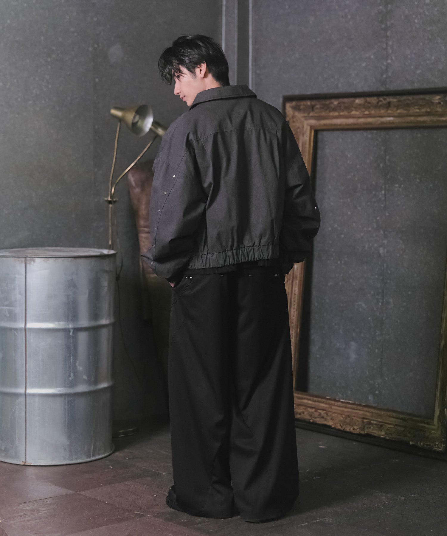 Peach Brushed Studded Blouson / ピーチ起毛スタッズブルゾン