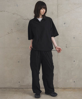ビックシルエット ポリメッシュ ドロスト スキッパーシャツ