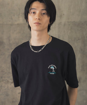 ヒゲオジサンA ワンポイント刺繍ロゴ ビッグシルエット半袖Tシャツ