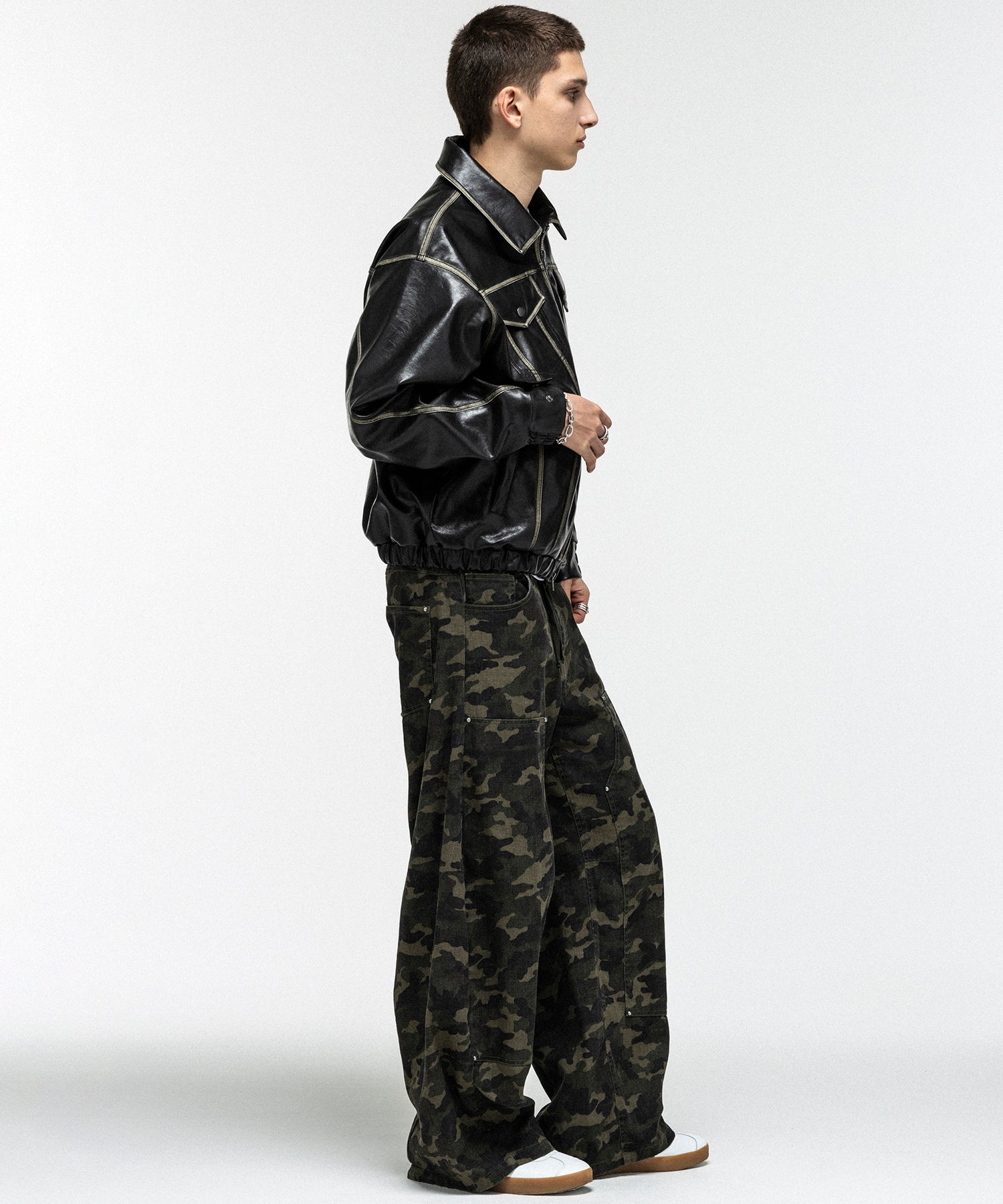 VINTAGE-LIKE FAUX LEATHER BLOUSON / ヴィンテージライクフェイクレザーブルゾン