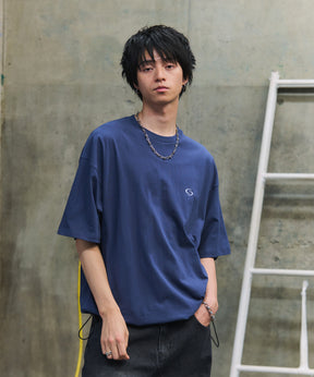 ビッグシルエット ワンポイント刺繍 裾ドローコード Tシャツ