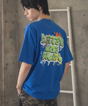 ボックスシルエット スプラッシュ タギング ストリートグラフィック 半袖Tシャツ