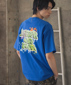 ボックスシルエット スプラッシュ タギング ストリートグラフィック 半袖Tシャツ