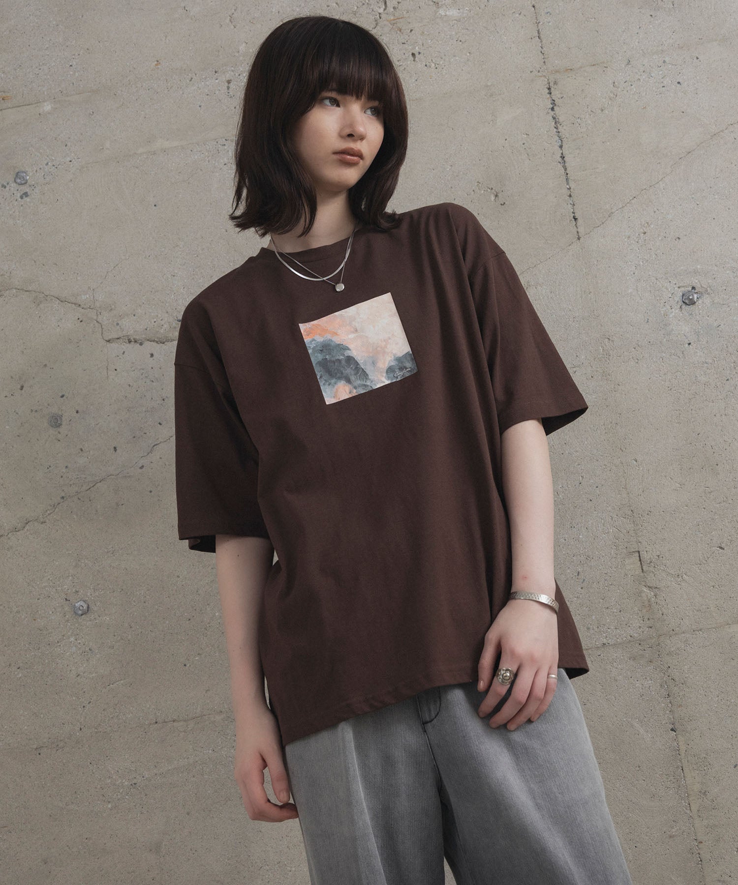 アブストラクト絵画 フロントプリント 半袖Tシャツ