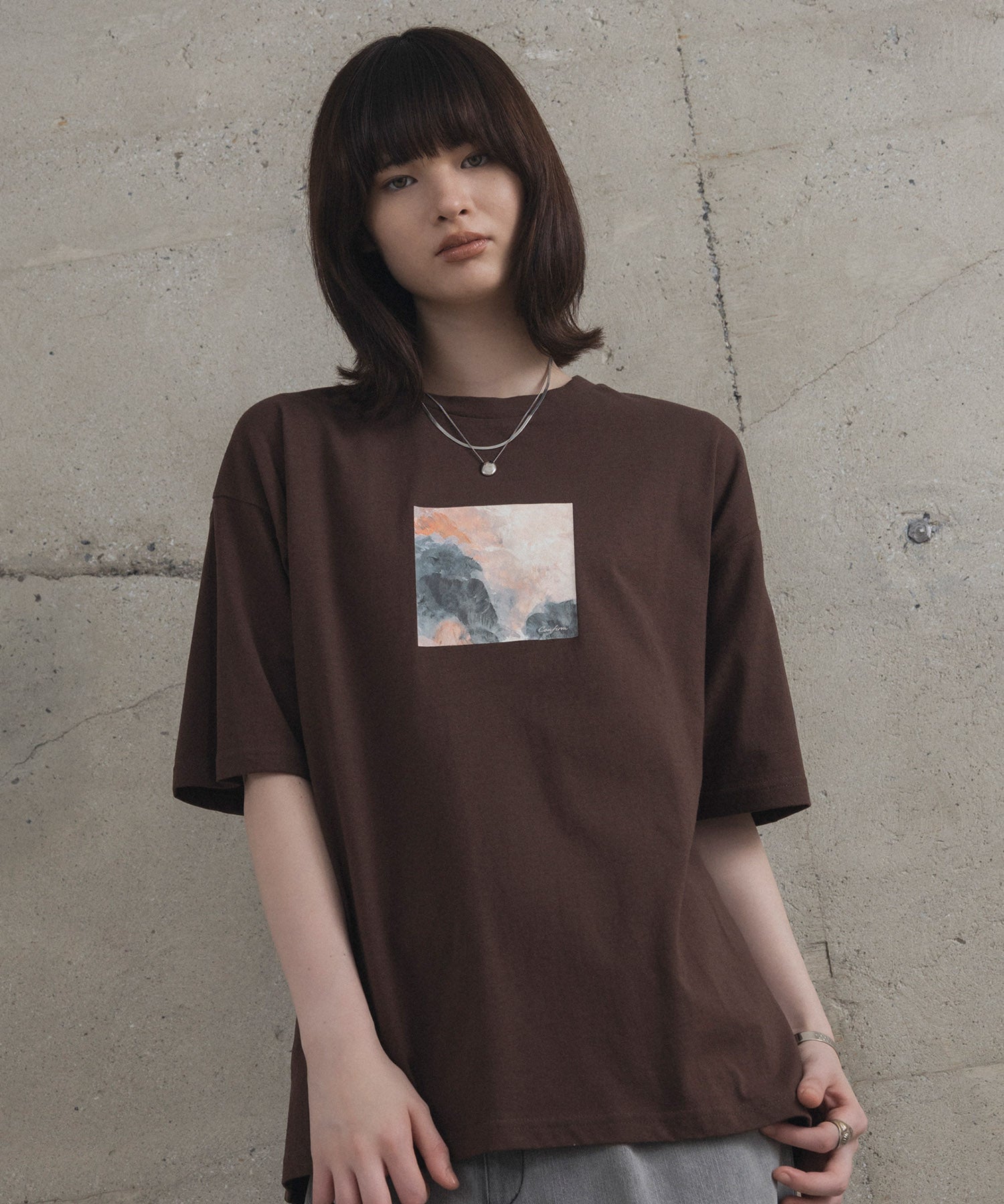 アブストラクト絵画 フロントプリント 半袖Tシャツ