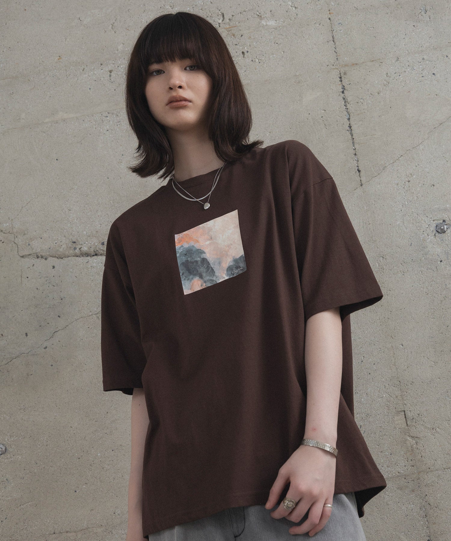アブストラクト絵画 フロントプリント 半袖Tシャツ
