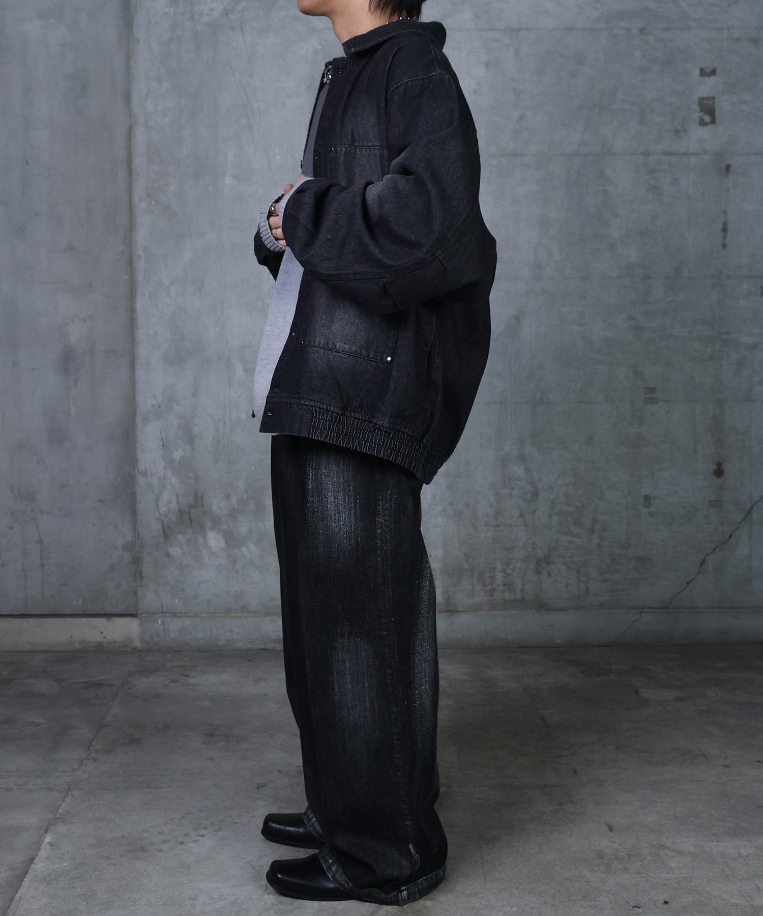 ビッグシルエット ヴィンテージライク ダブルポケット デニムブルゾン