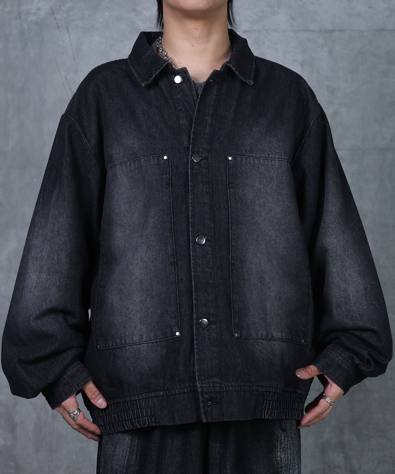 ビッグシルエット ヴィンテージライク ダブルポケット デニムブルゾン