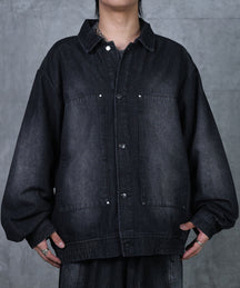 ビッグシルエット ヴィンテージライク ダブルポケット デニムブルゾン