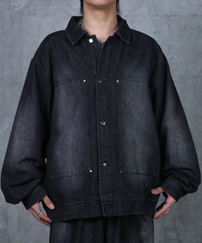 ビッグシルエット ヴィンテージライク ダブルポケット デニムブルゾン