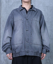 ビッグシルエット ヴィンテージライク ダブルポケット デニムブルゾン