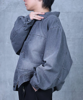 ビッグシルエット ヴィンテージライク ダブルポケット デニムブルゾン