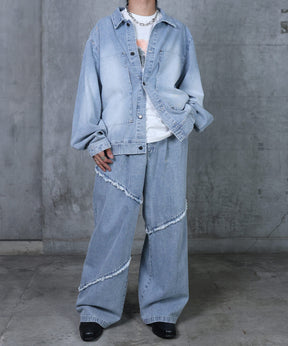 ビッグシルエット ヴィンテージライク ダブルポケット デニムブルゾン