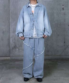 ビッグシルエット ヴィンテージライク ダブルポケット デニムブルゾン