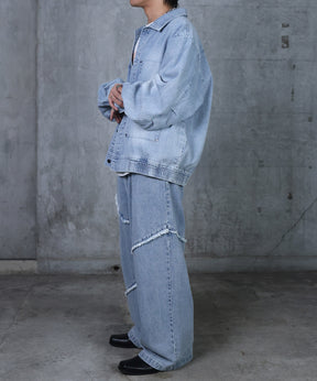 ビッグシルエット ヴィンテージライク ダブルポケット デニムブルゾン