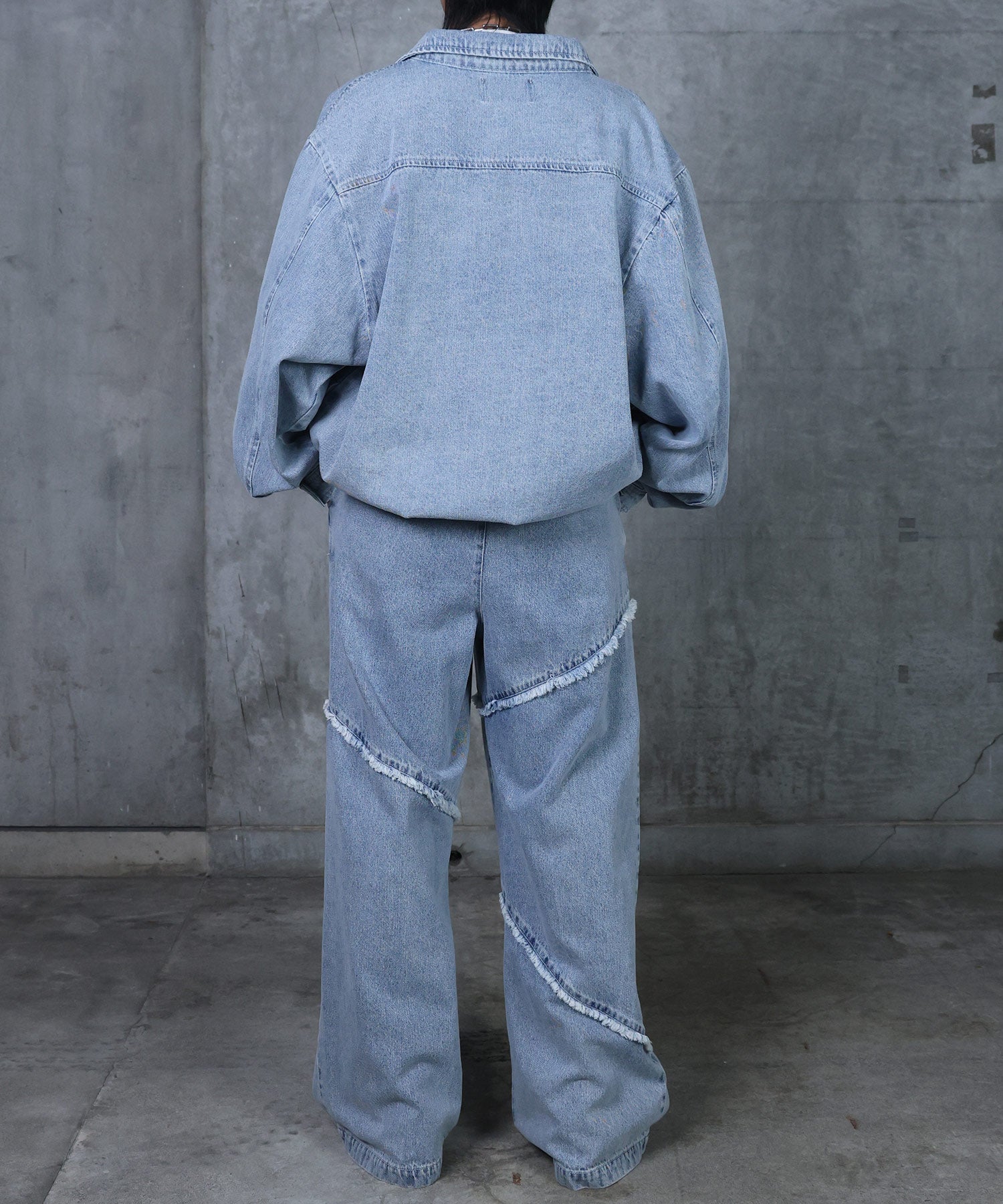 ビッグシルエット ヴィンテージライク ダブルポケット デニムブルゾン