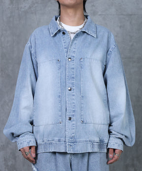 ビッグシルエット ヴィンテージライク ダブルポケット デニムブルゾン
