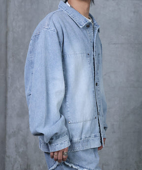ビッグシルエット ヴィンテージライク ダブルポケット デニムブルゾン