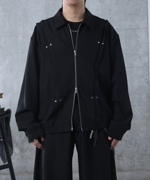 プリーツ リベット ショート ZIPブルゾン